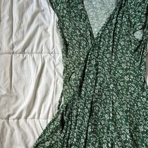 Floral Green Wrap Dress